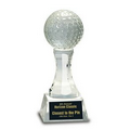 Crystal Golf Ball on Clear Pedestal Base (6")